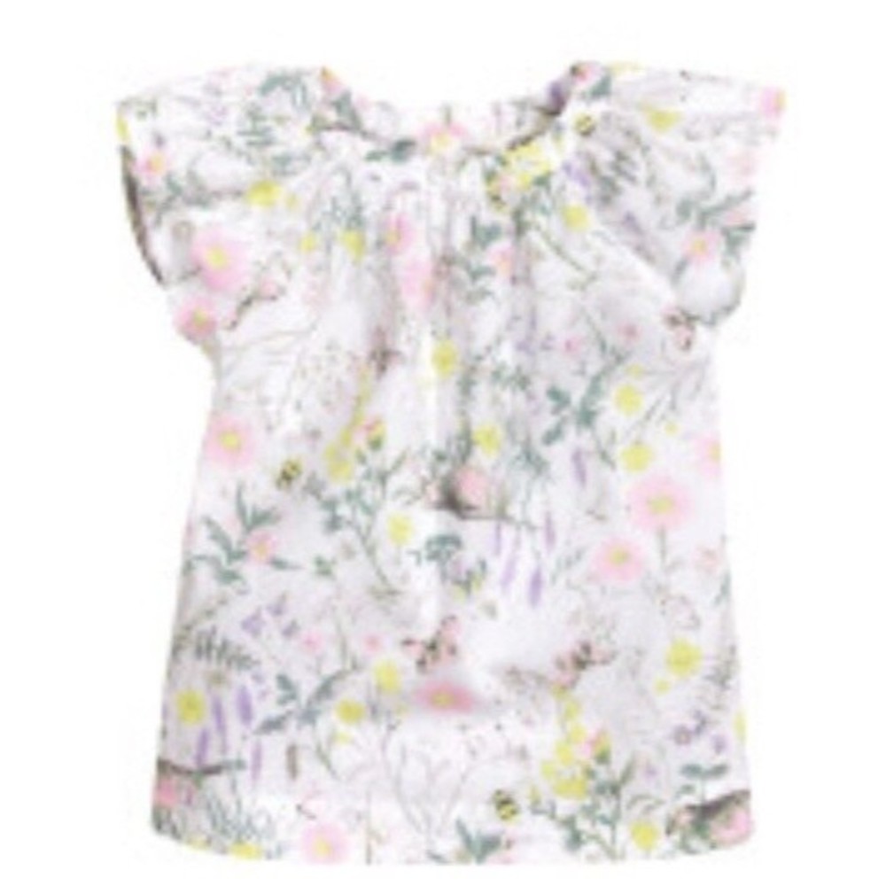 New HM H&M Blouse Top Dress Shirt White Cotton 2-3 Y Butterfly Baby Toddler Girl
